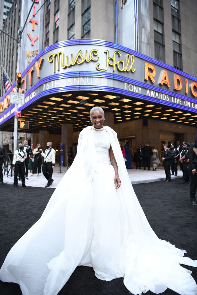 Cynthia Erivo Wore a Glorious Cape-Dress to the 2022 Tonys...And the Rest of the Folks Wearing Black and/or White
