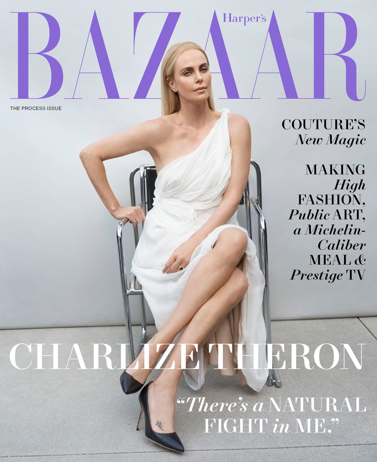 Charlize Is on Harper's Bazaar's October Cover... In Some Kind of Hospital Waiting Room?!?