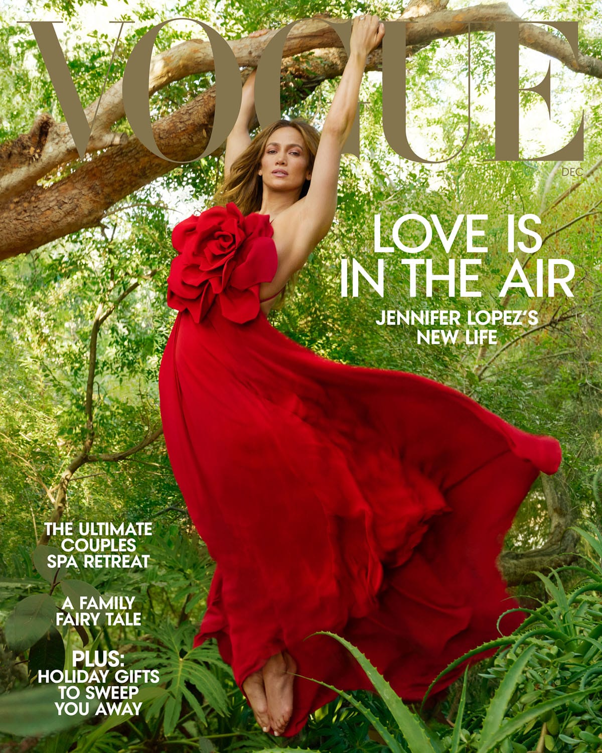 J.Lo Grabs Onto a Tree Branch on Vogue's December Cover