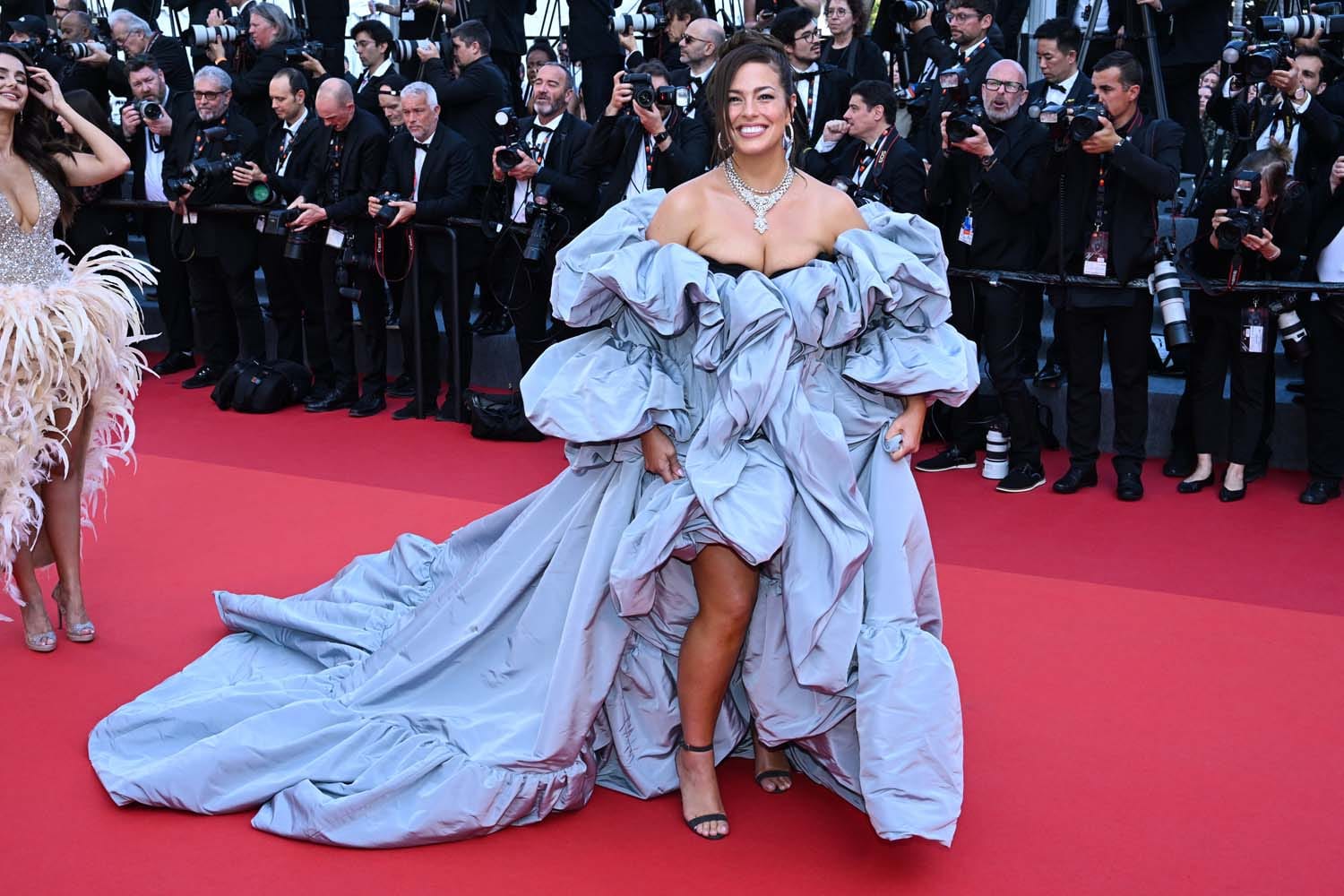 Ashley Graham Swept Into Cannes On a Messy Cloud
