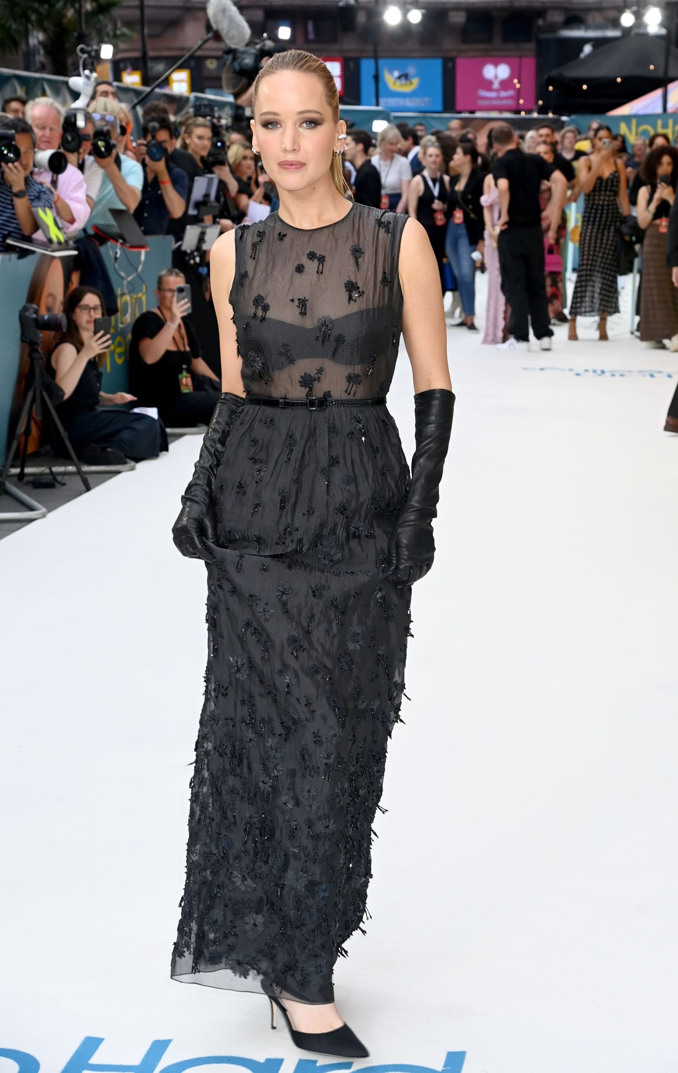 Jennifer Lawrence Nails a High Pony at the No Hard Feelings Premiere in London