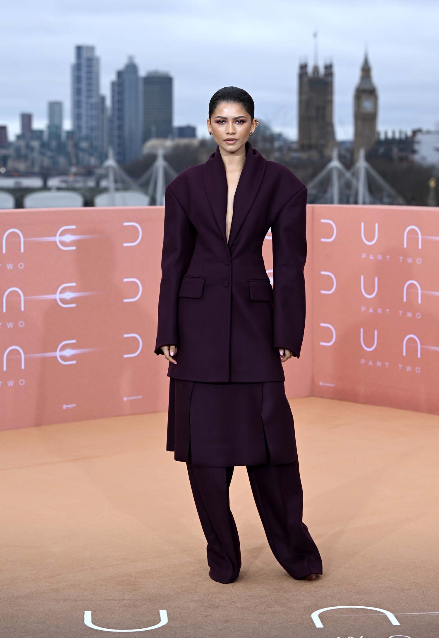 Zendaya Opts For Deep Purple at the Dune London Photocall