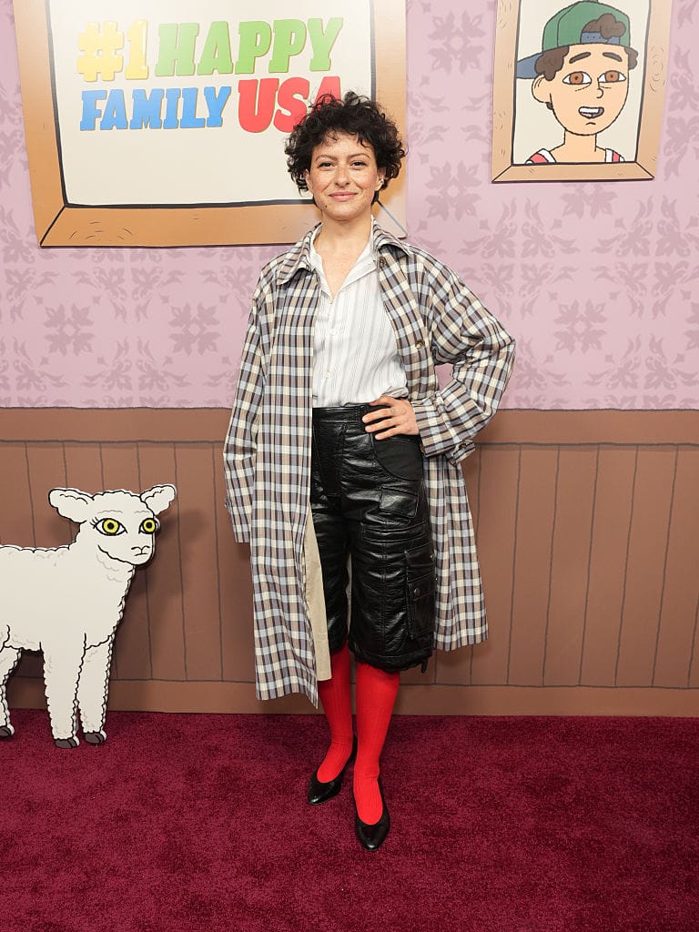 Alia Shawkat Looks Eccentric in Leather Bermuda Shorts