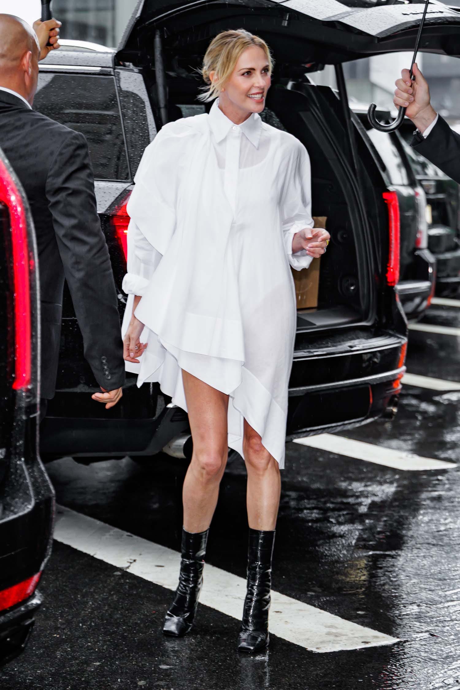 Charlize Theron Wears a Blouse