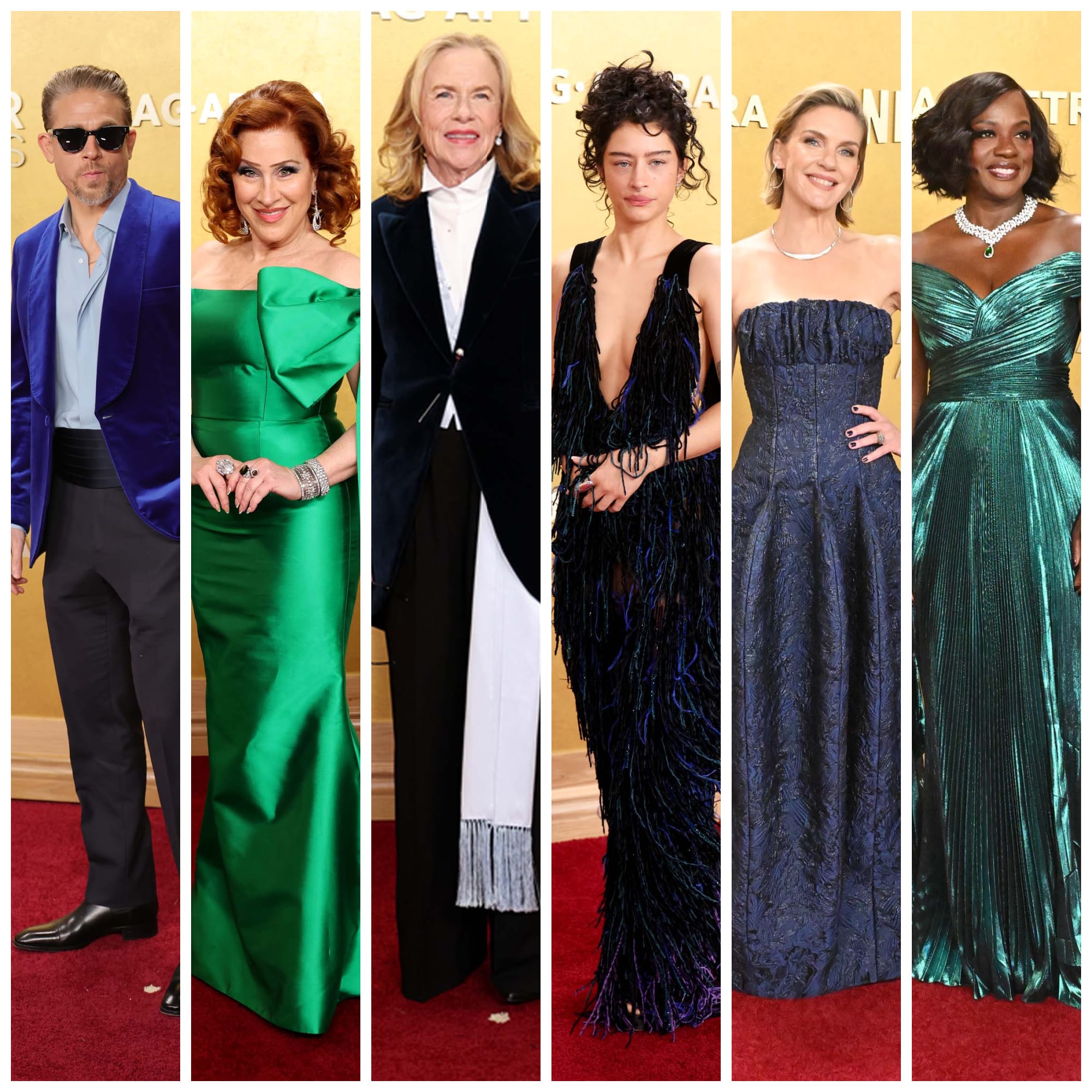 The Blue and Green Looks at the 2026 Actors Range from Massive Emeralds to Furry Jumpsuits