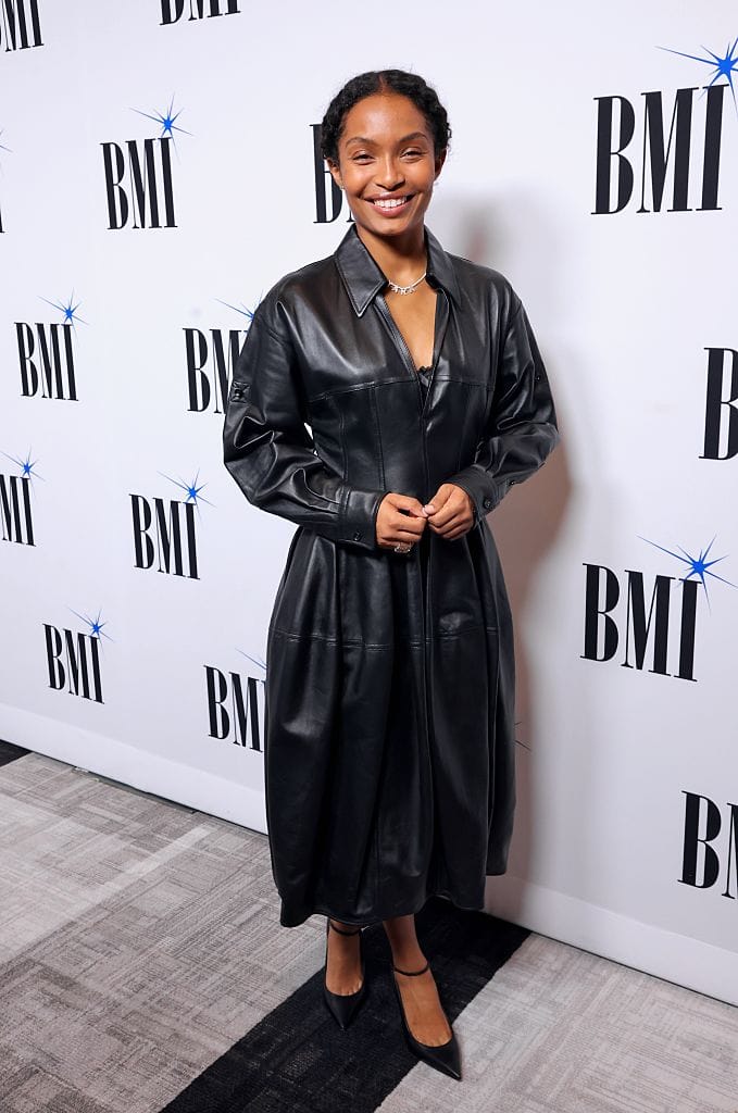 Yara Shahidi Braves the Weather in Leather