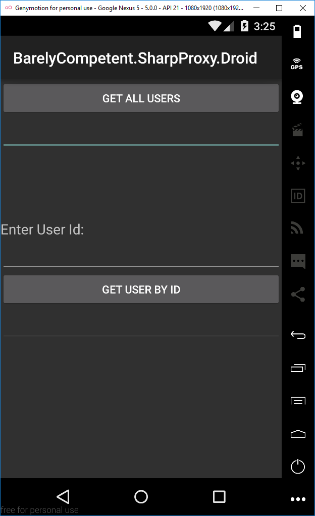 SharpProxy test application screen dump