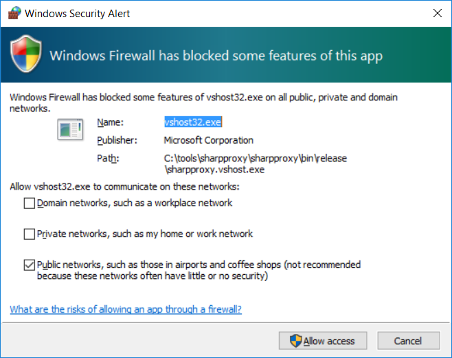 Firewall allow access prompt