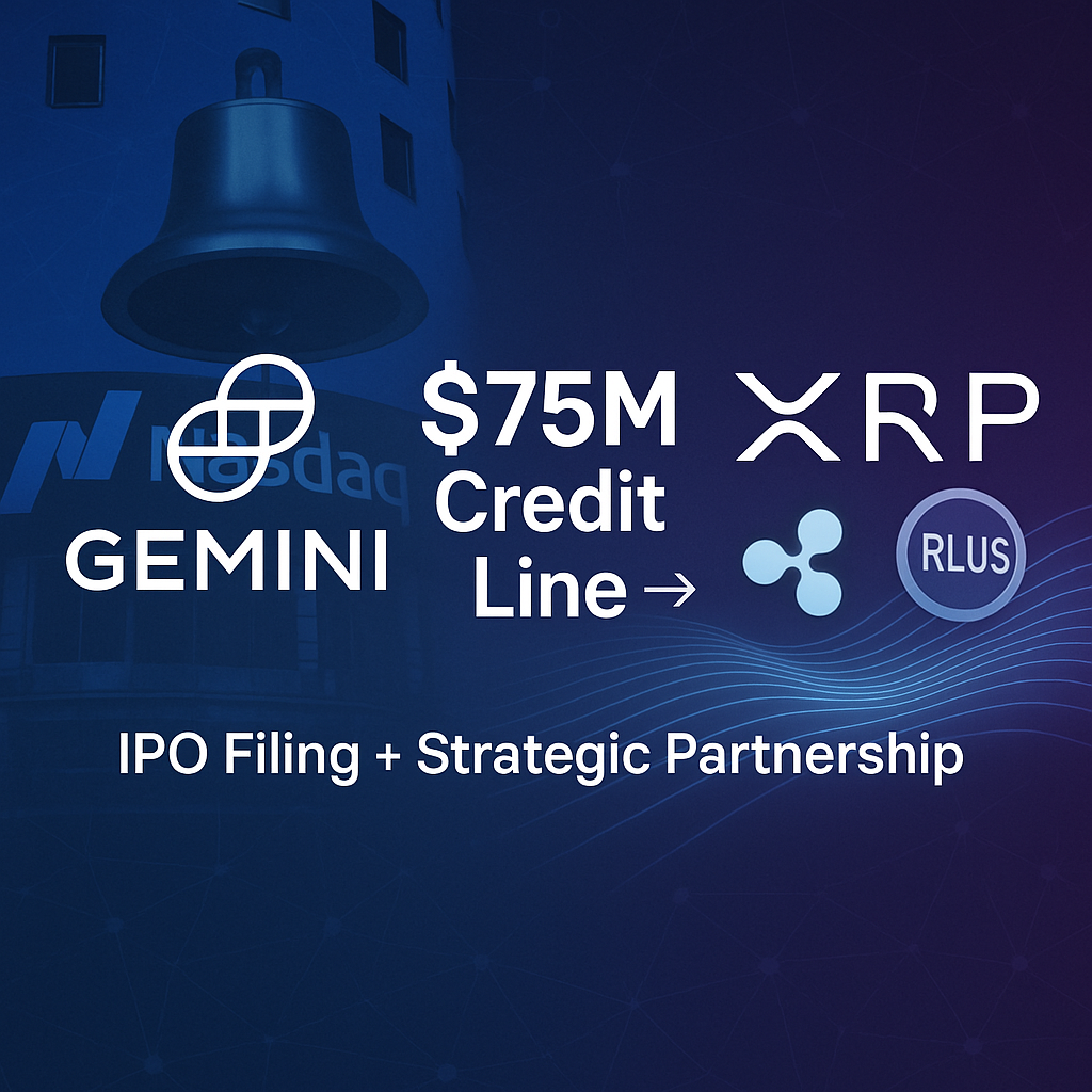 Gemini Taps Ripple for $75M Credit Line Ahead of Nasdaq IPO