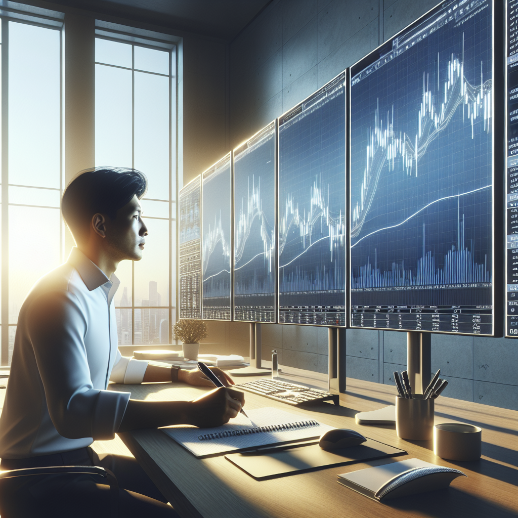 A man looking at multiple screens to figure out margin requirements for futures