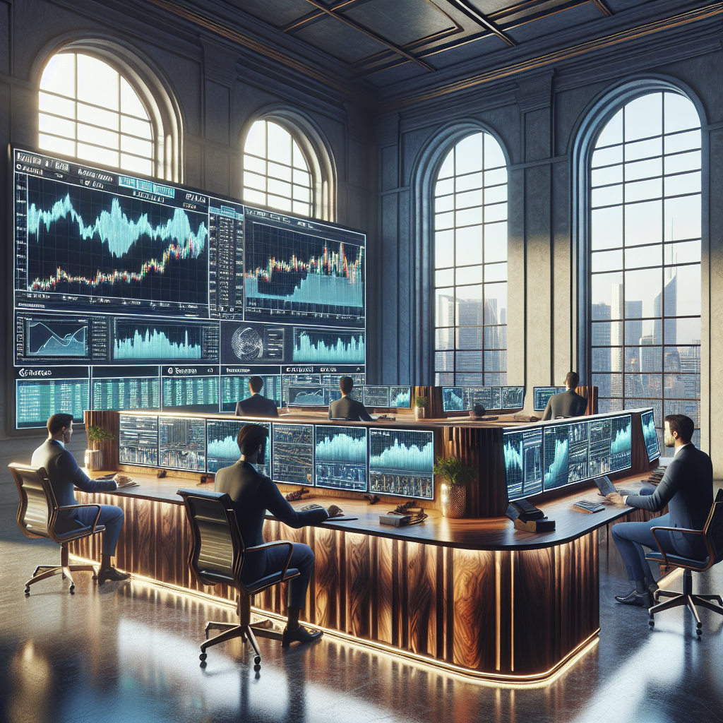 Graphic of a fancy trading floor looking at  long futures contract