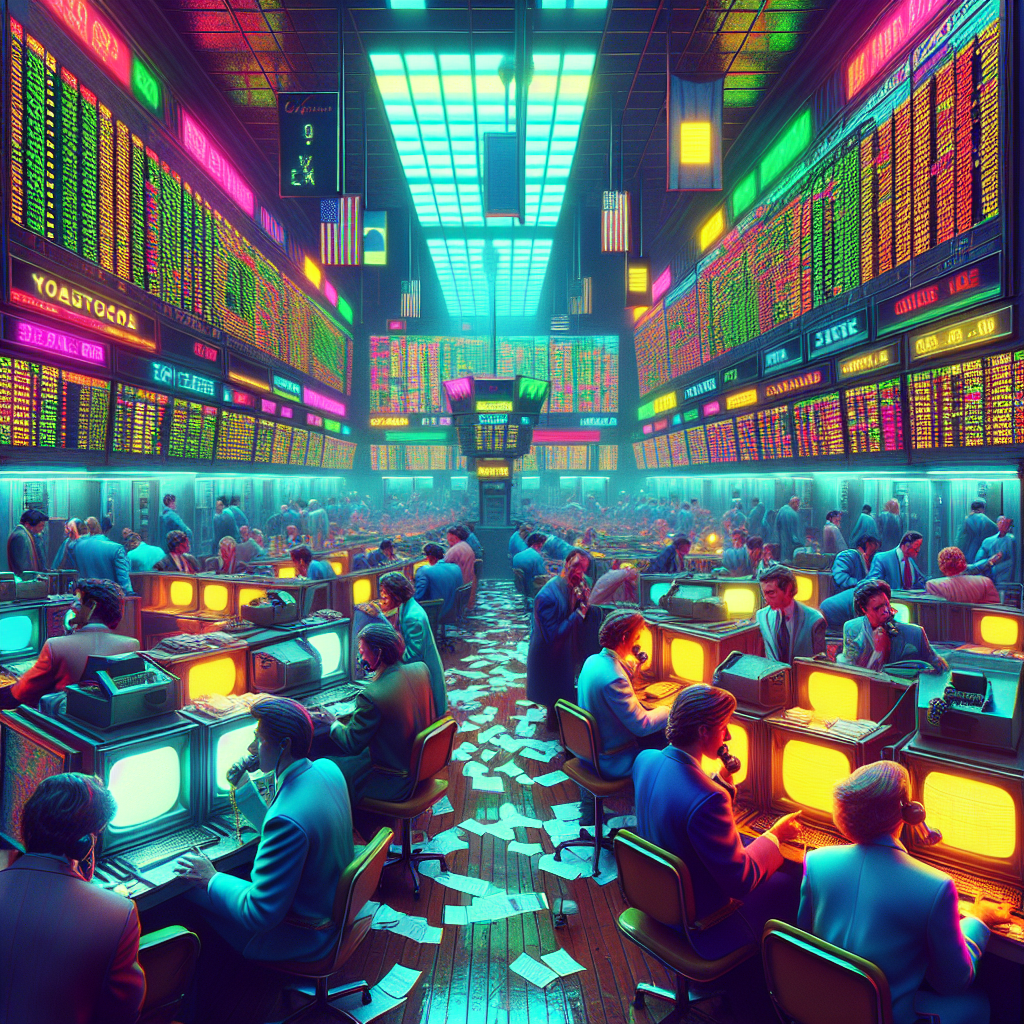 A graphic of a floor of traders who know the difference between futures and options