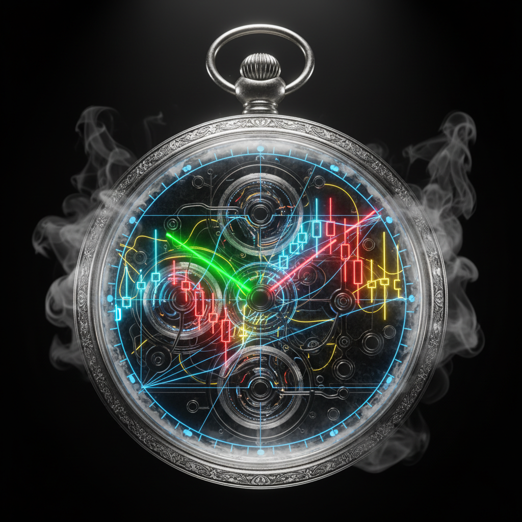 A graphic of a clock with red, green and silver boarder, saving 50k in a year can get you a nice time piece