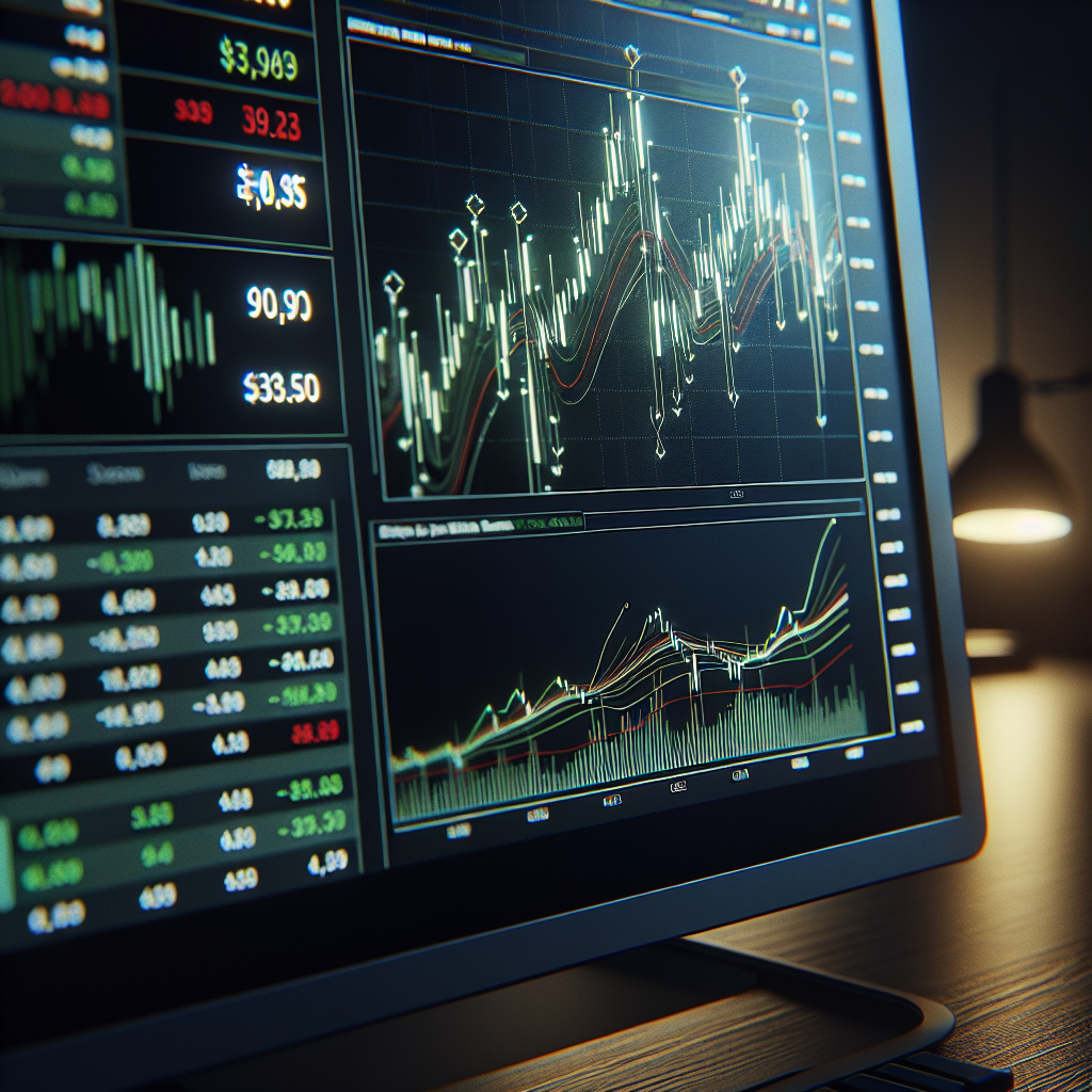 Graphic of a screen on a desk with charts and numbers related to what is pnl trading