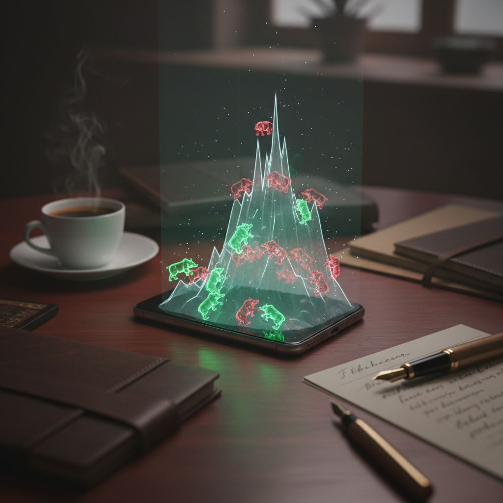 A graphic showing a phone on a desk displaying a digital chart related to ‘best funded trader programs"