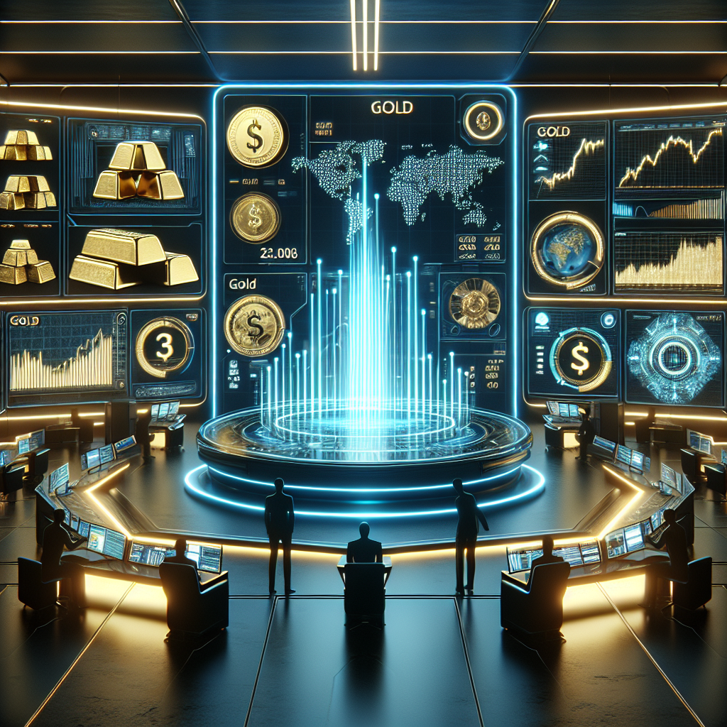 A graphic of a team looking at fake screens figuring out how trading gold futures is profitable