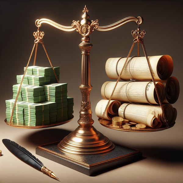 A graphic of a weigh scale for paper contracts on one side and cash on the other representing futures leverage