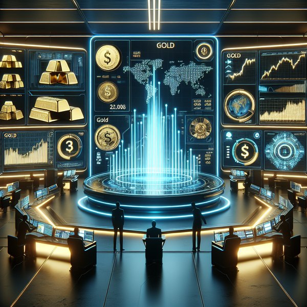 A graphic of a team looking at fake screens figuring out how trading gold futures is profitable