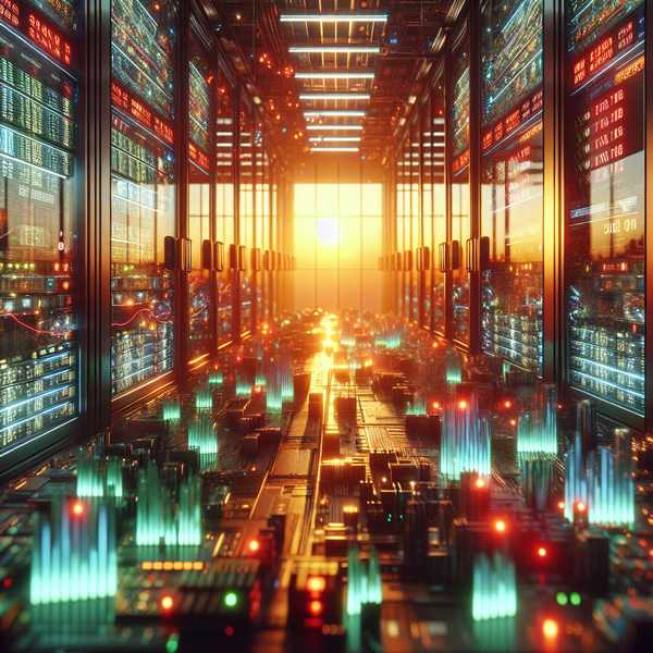 Graphic of electronics displayed behind glass windows resembling a city with glowing lights, presenting the question: “What is variation margin?”