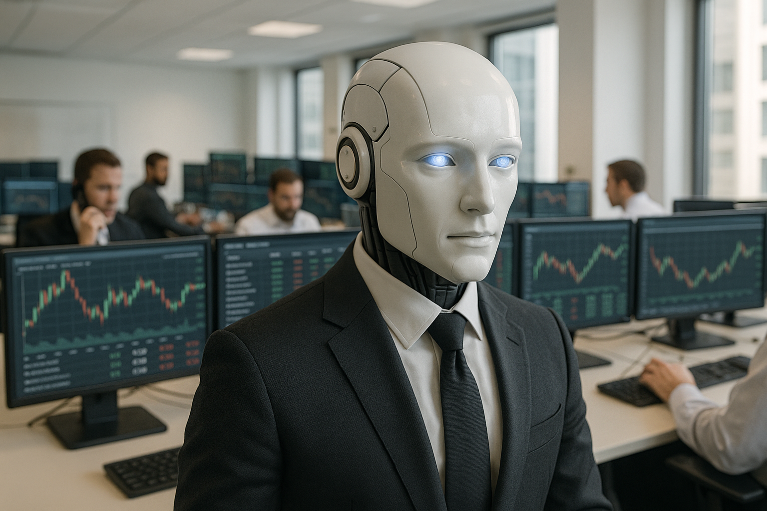 AI Stockbroker watches the market (image created using AI)