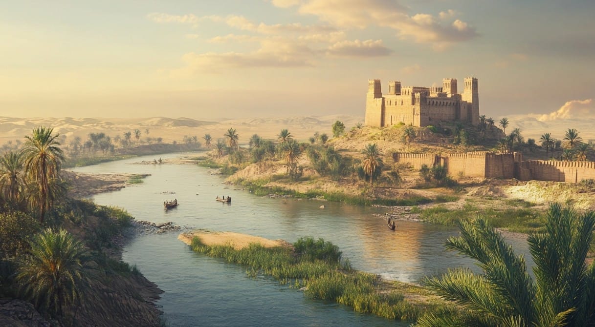 A view of ancient Babylon, created with AI