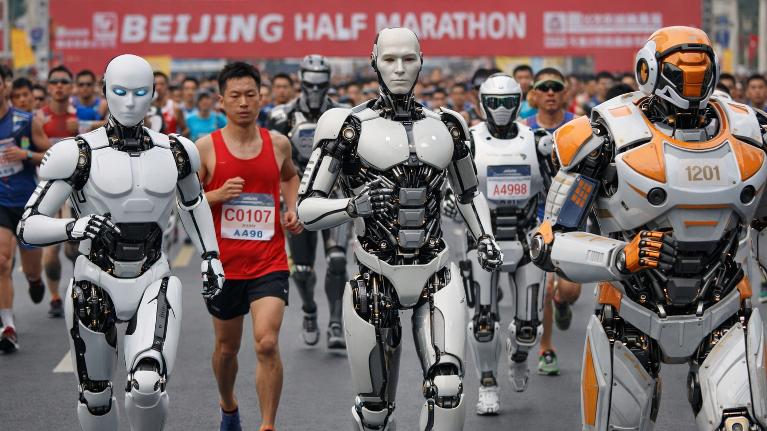 Honor's humanoid robot beats human world record to win Beijing half-marathon