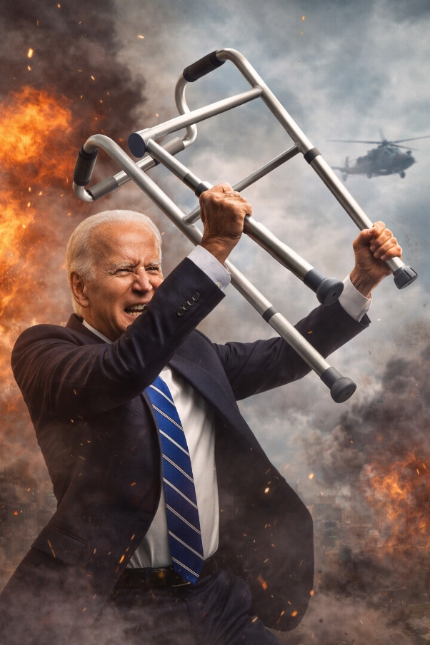 A person holding a walker in his hands