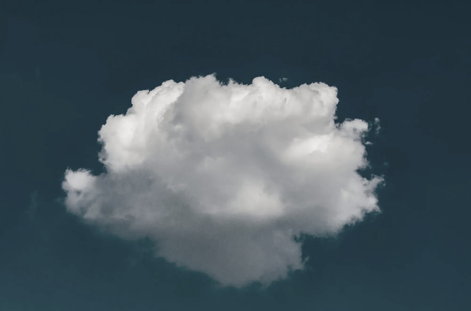 A single isolated white cloud drifting in a vast, dark sky, symbolizing the final unresolved question of atmospheric ownership.