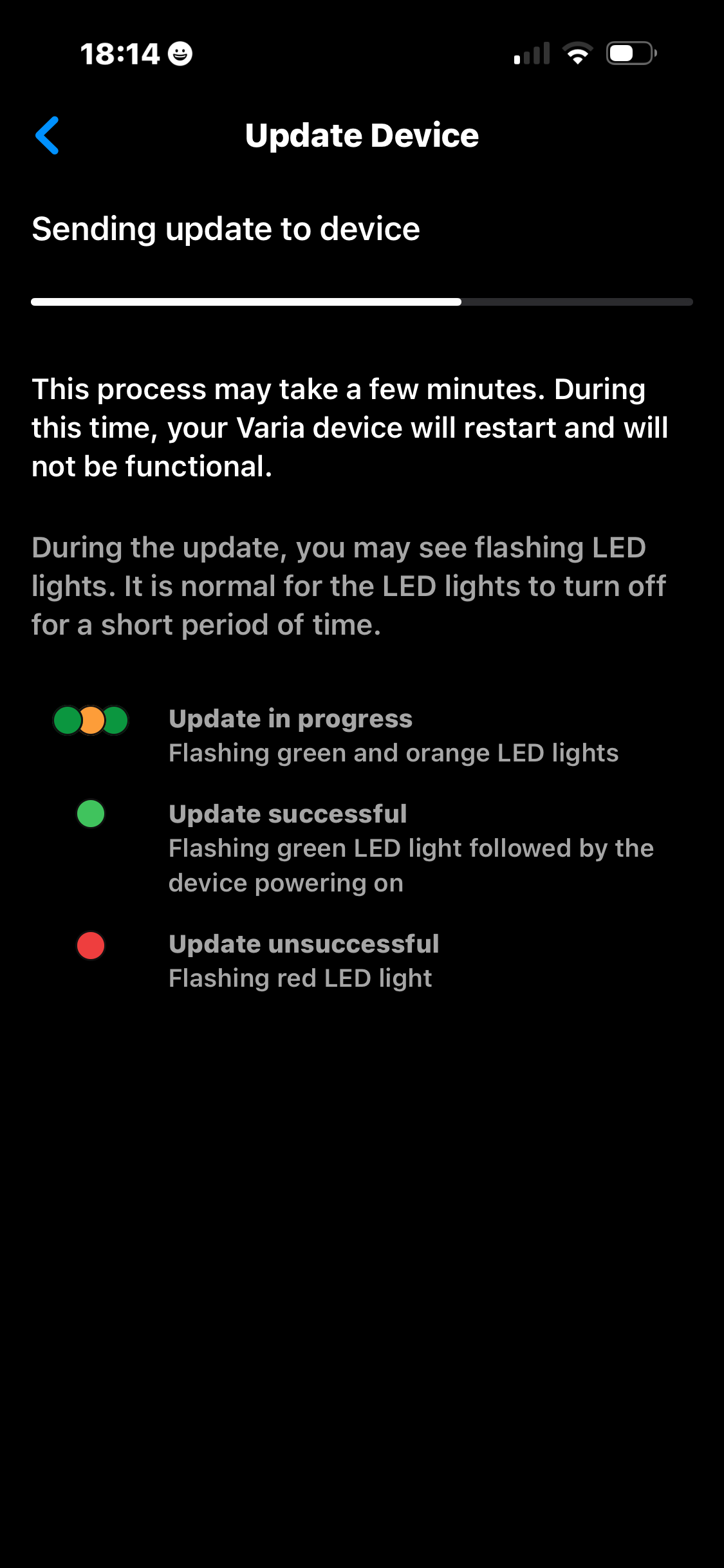Updating the firmware via the Varia app