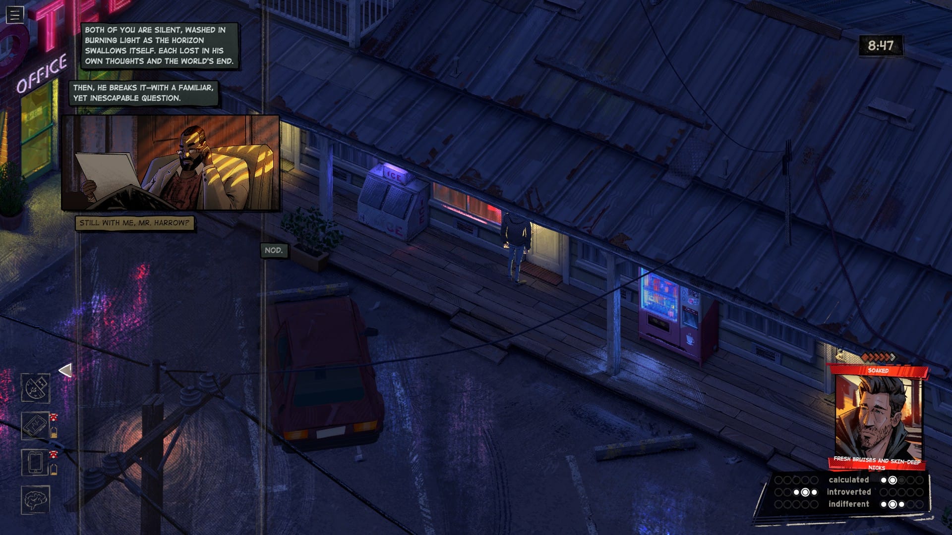 The protagonist speaks with his therapist right before the loop resets.