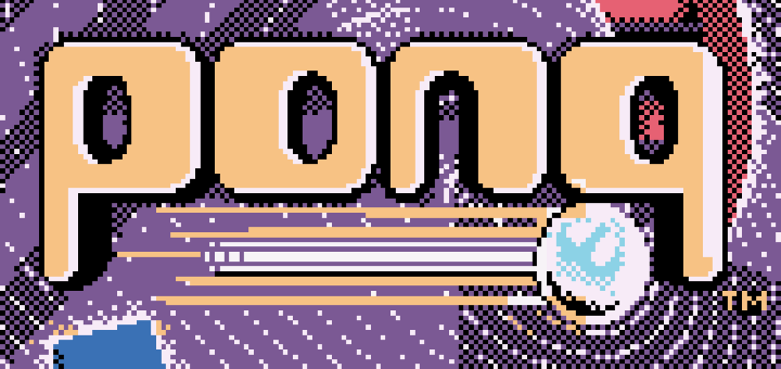 The PONG logo from the title screen of Pong: The Next Level on the Game Boy Color. Screenshot taken by author.