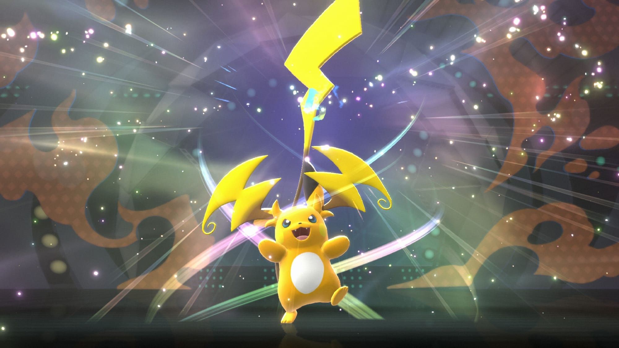 A screenshot from Pokemon Champions; Raichu powers up during a fight.