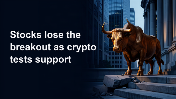 Stocks lose the breakout as crypto tests support