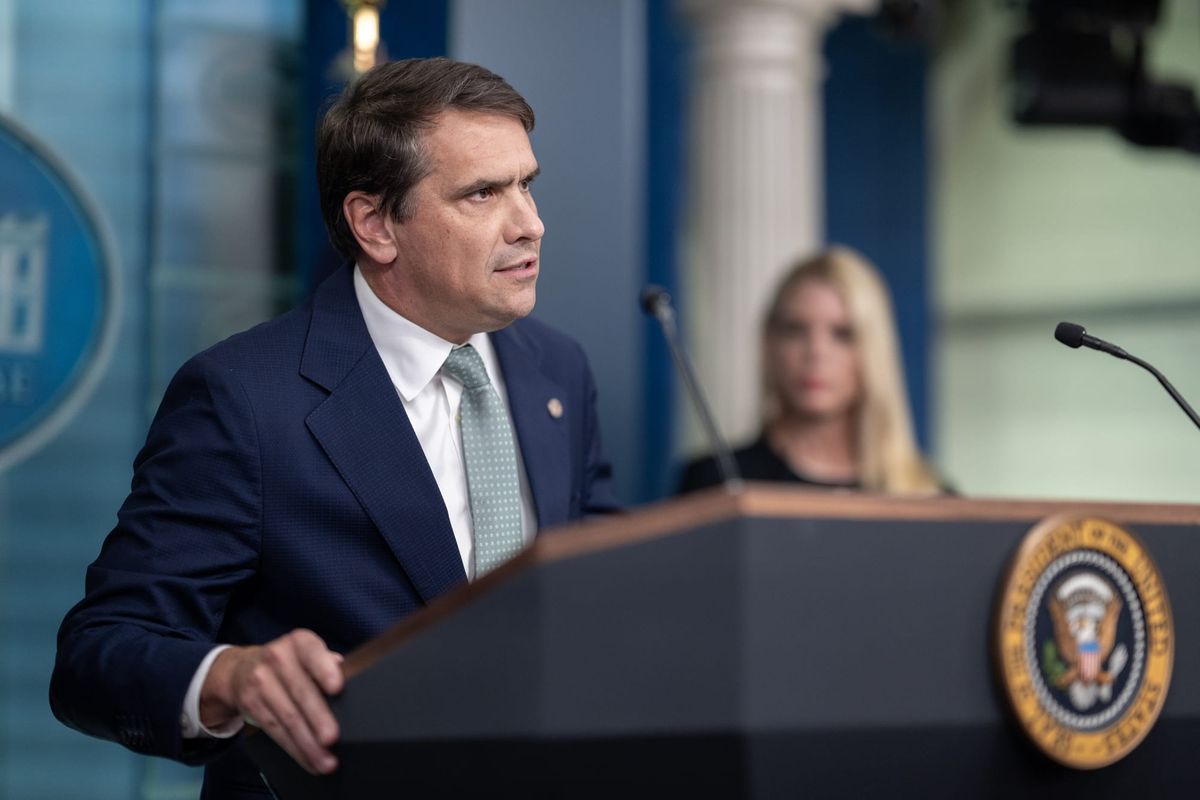 Todd Blanche in a White House briefing.