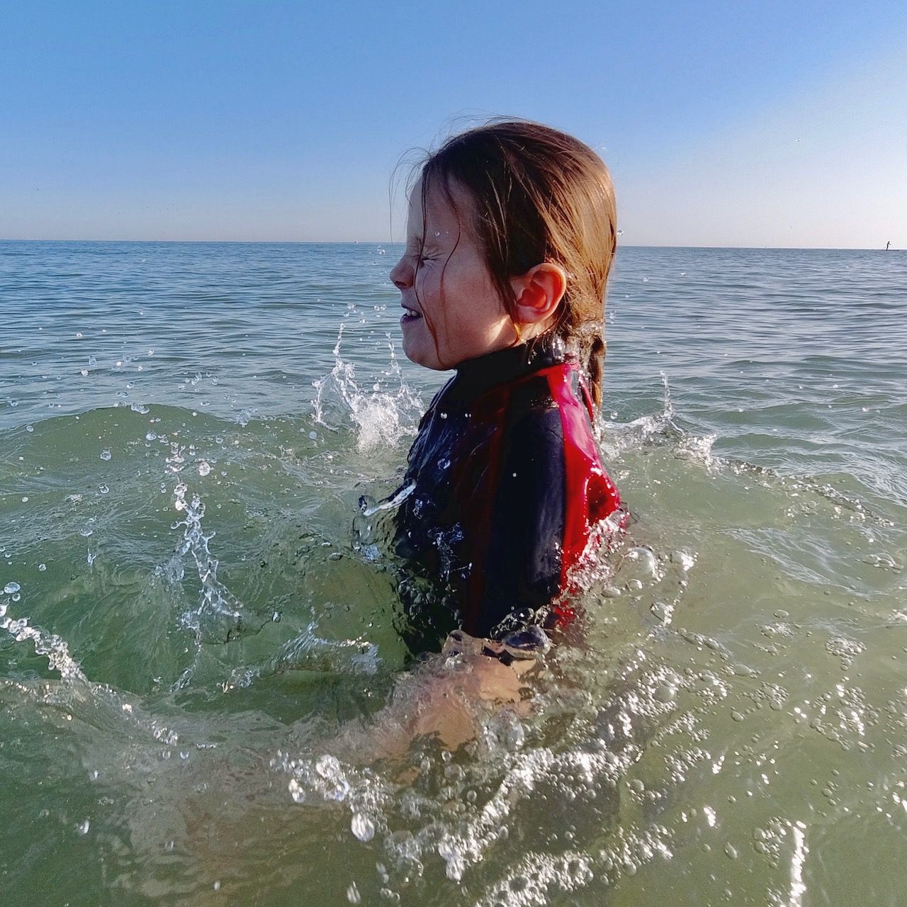 A girl swimming in the Sussex sea