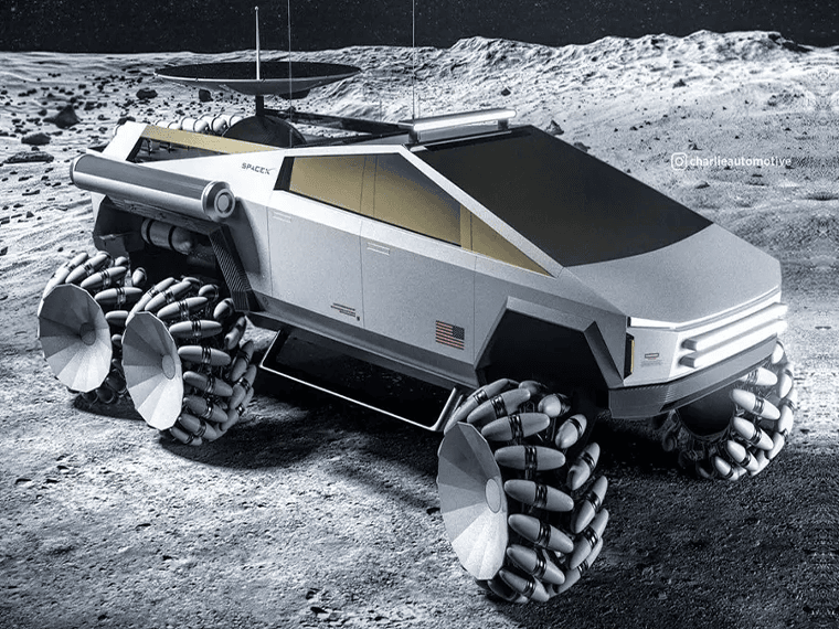 Tesla Cybertruck on the Moon @charlieautomotive