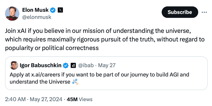 @elonmusk on X Join xAI
