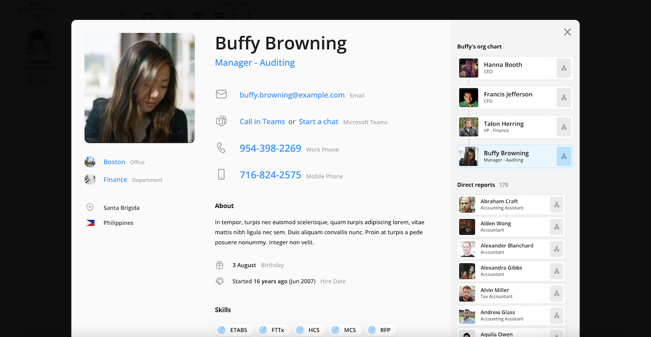 employee profile chain of command