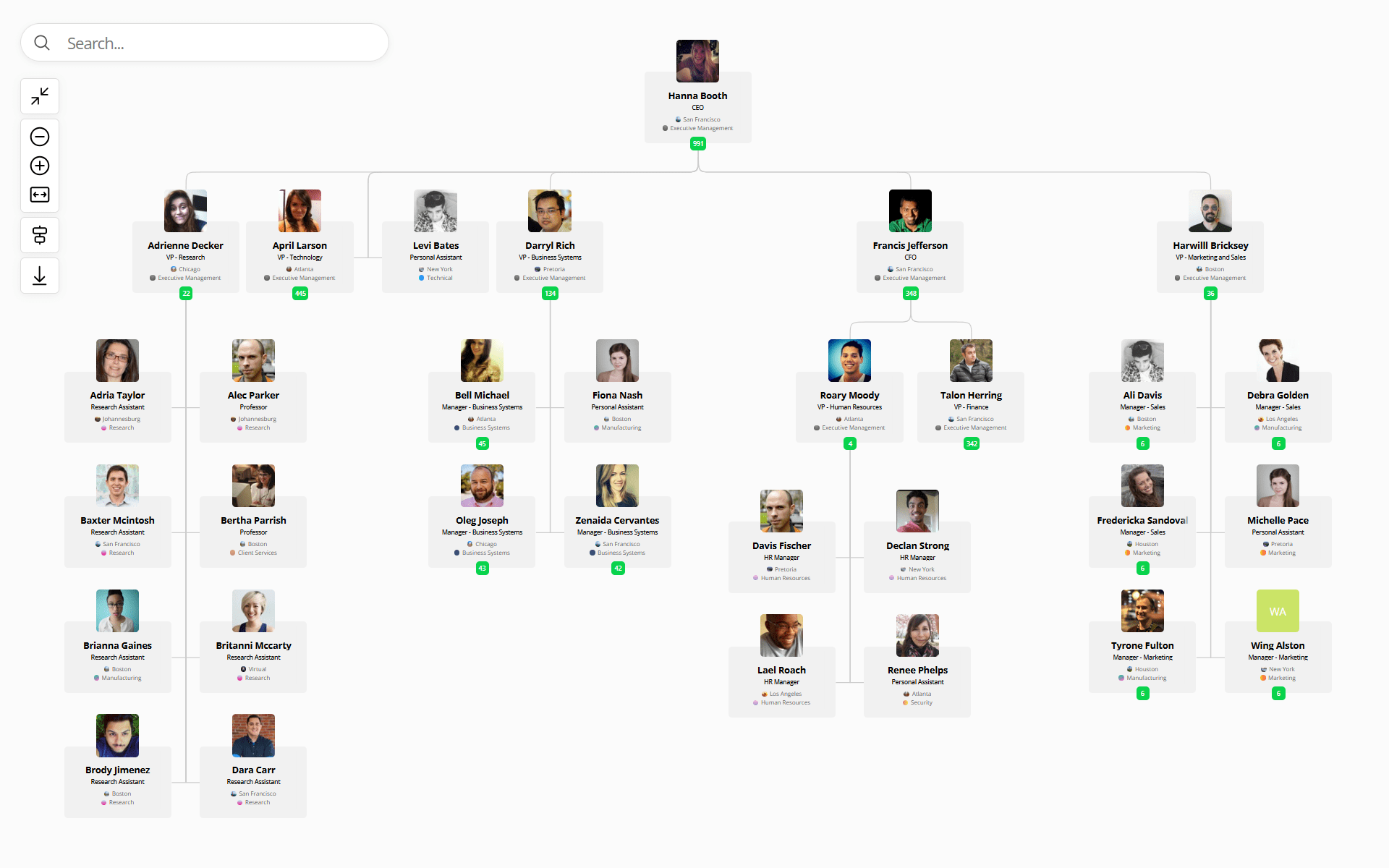 OneDriectory org chart software screenshot