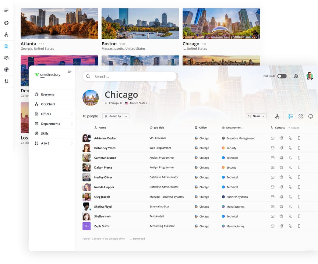 OneDirectory employee directory platform screenshot