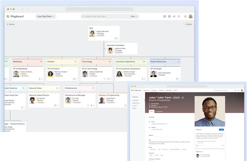 Pingboard Org Chart Software screenshots