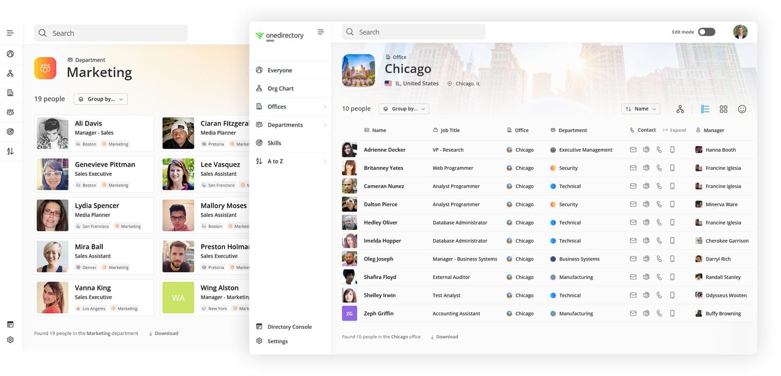 OneDirectory employee directory software hero image