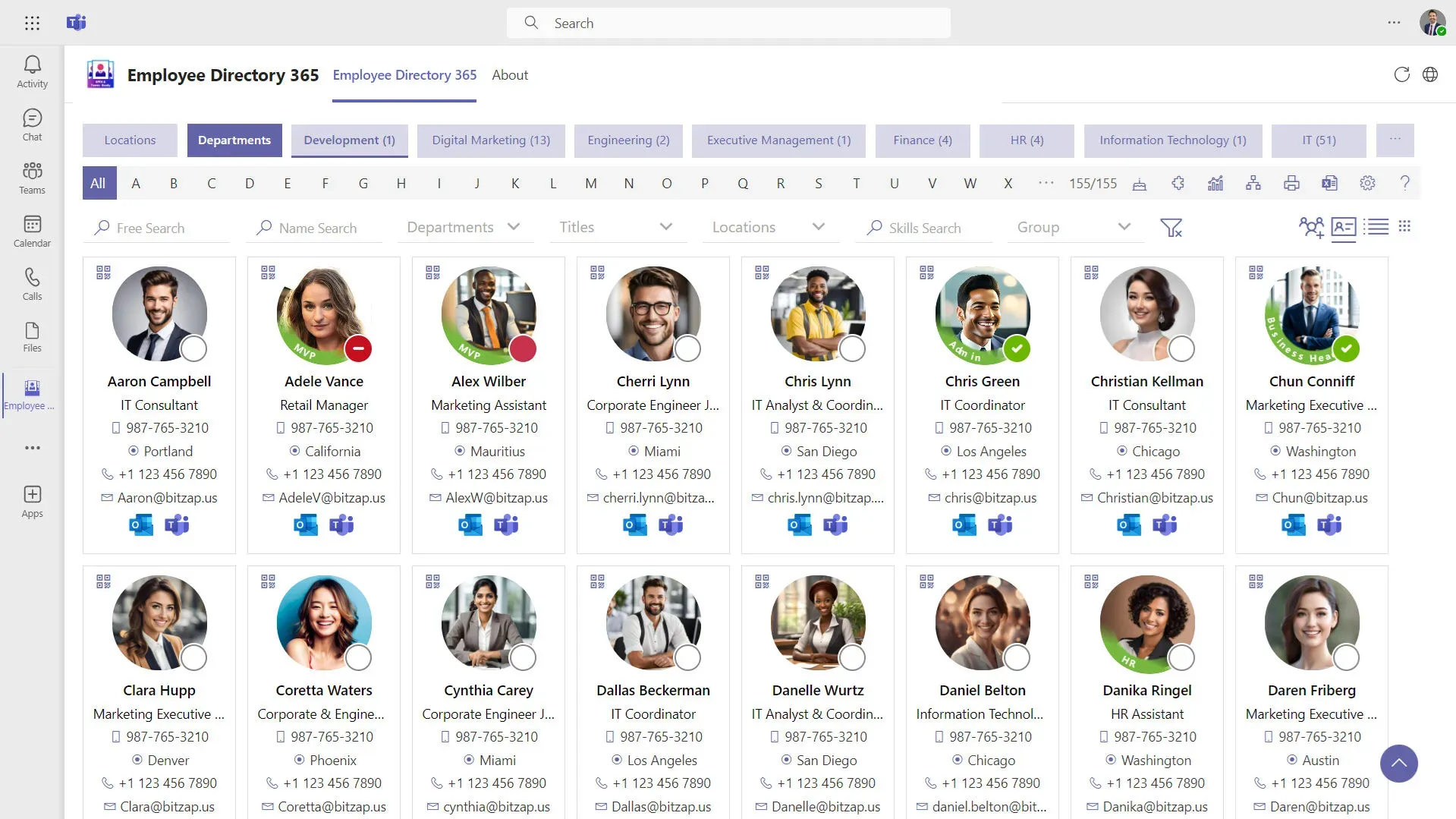 Employee Directory 365 Directory View product screenshot