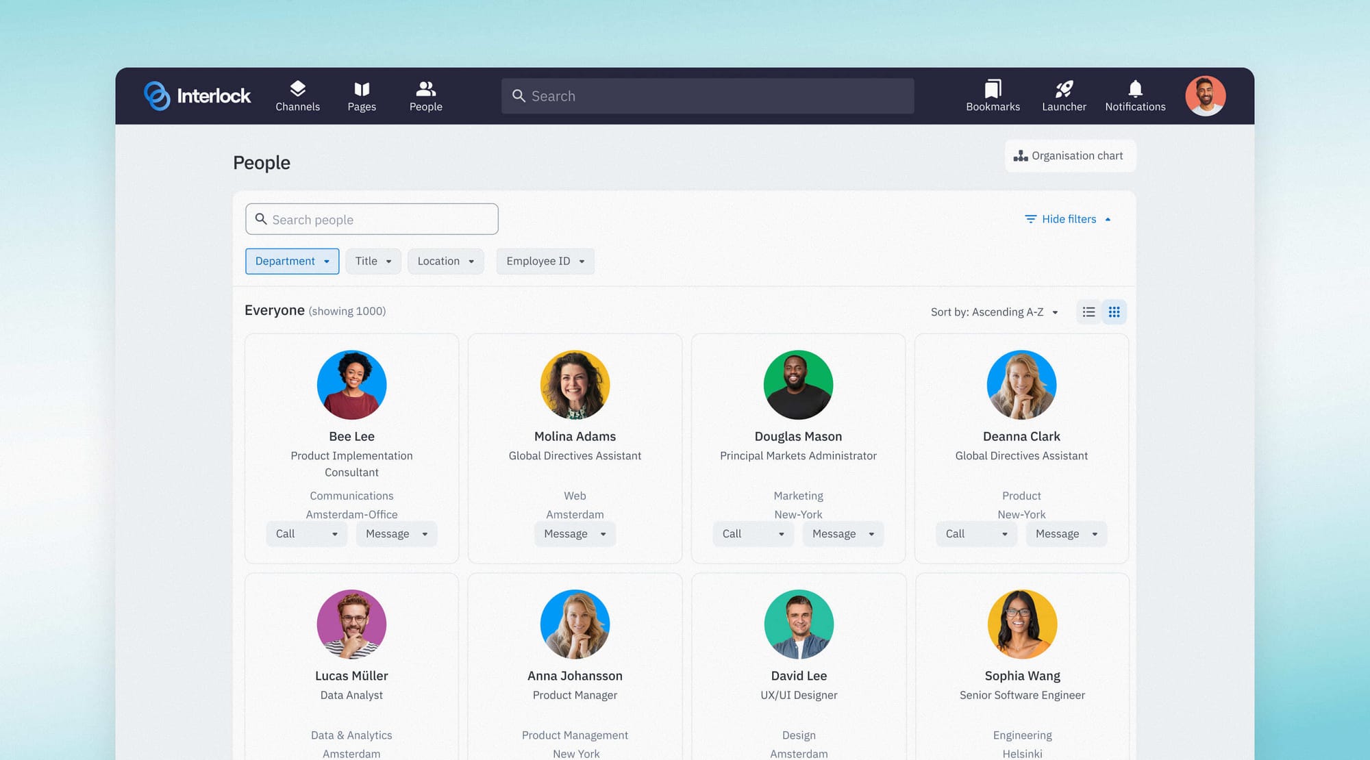 Happeo People Directory product screenshot