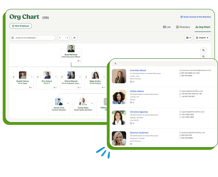 Bamboo HR Org Chart and People Directory screenshot of the product with demo data