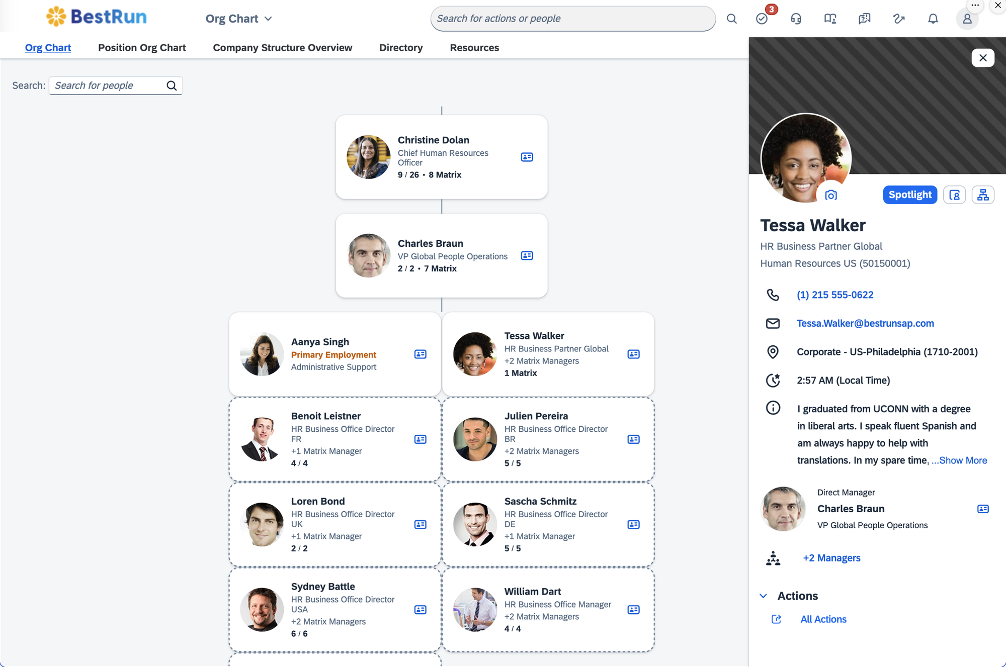 SAP SuccessFactors HCM org chart screenshot