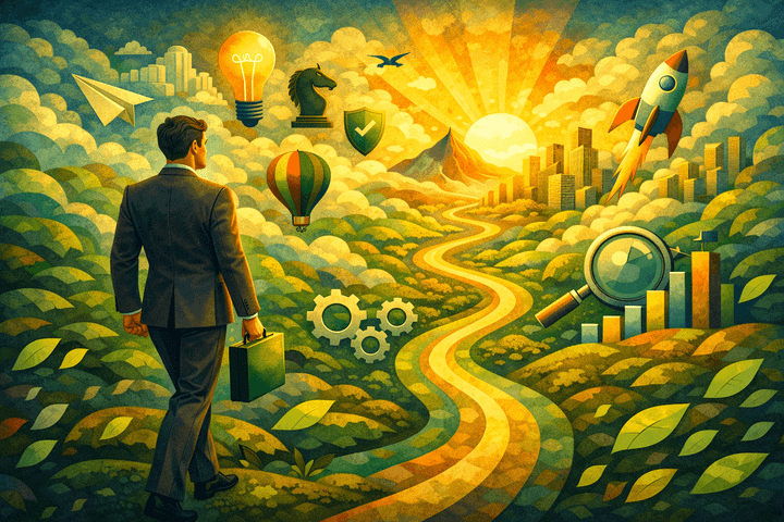 Business man walking to a future with correct employee data