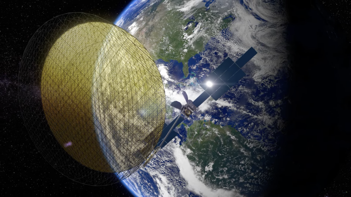 A render of a Viasat-3 satellite via Viasat.