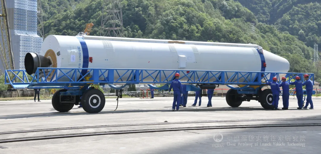 One of the boosters of the Long March 3B/E launch vehicle.