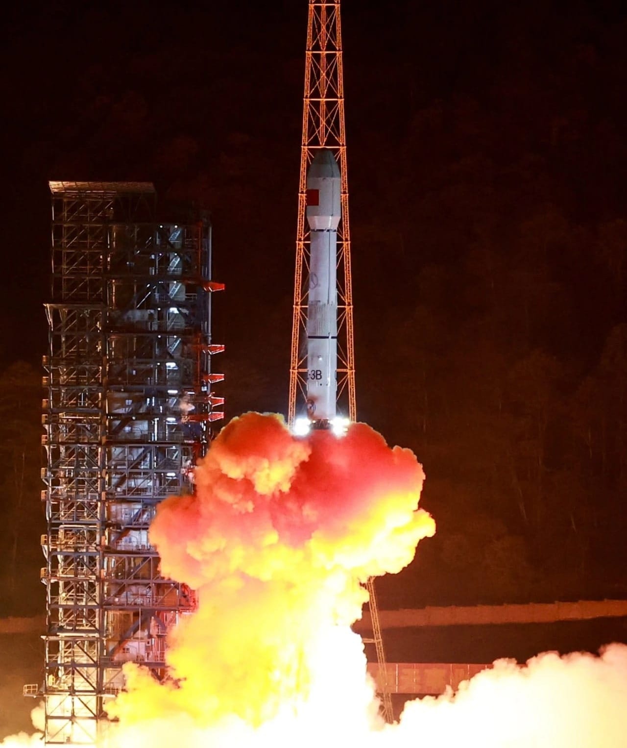 The Long March 3B/E Y99 vehicle lifting off from the Xichang Satellite Launch Center.